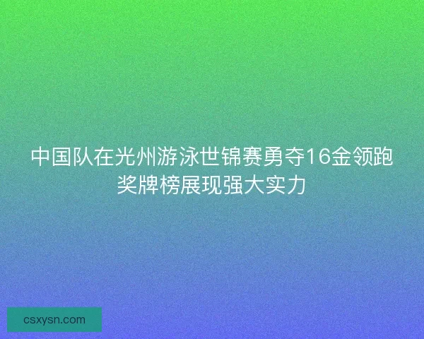 中国队在光州游泳世锦赛勇夺16金领跑奖牌榜展现强大实力