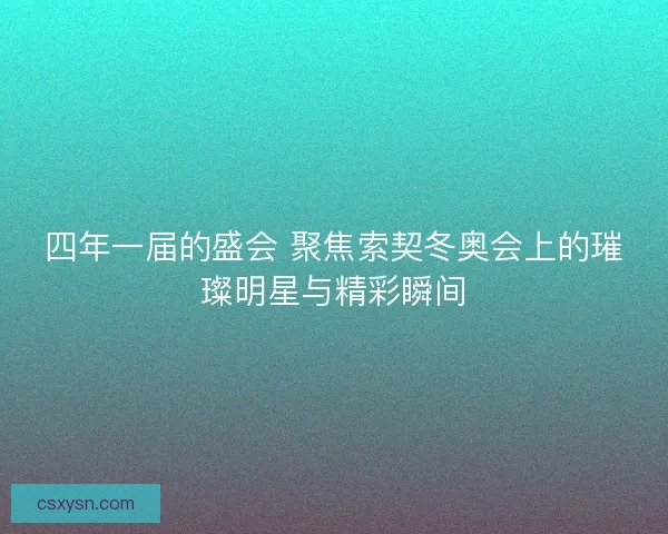 四年一届的盛会 聚焦索契冬奥会上的璀璨明星与精彩瞬间