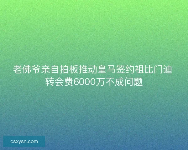 老佛爷亲自拍板推动皇马签约祖比门迪 转会费6000万不成问题