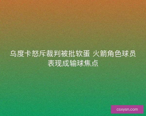 乌度卡怒斥裁判被批软蛋 火箭角色球员表现成输球焦点 乌度卡怒斥裁判被批软蛋 火箭角色球员表现成输球焦点