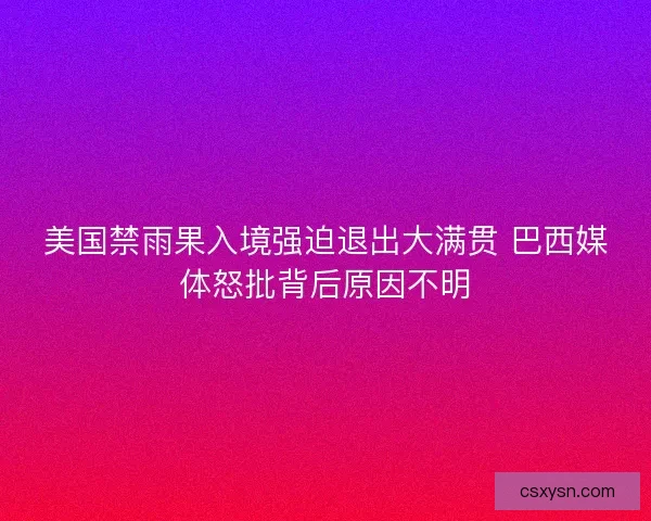 美国禁雨果入境强迫退出大满贯 巴西媒体怒批背后原因不明